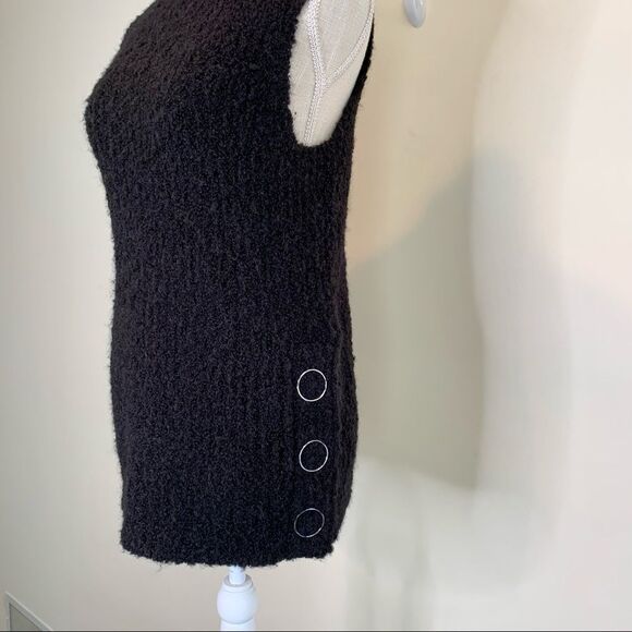 Club Monaco Black Sleeveless Turtleneck Sweater Wool Blend Side Snaps XS - Picture 4 of 14
